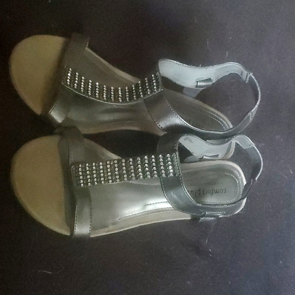 Comfort Plus Grey Bedazzeled Sandles